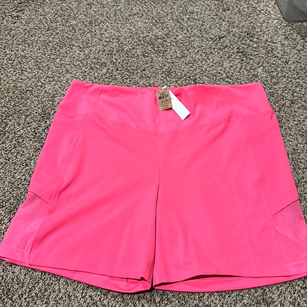 New with tags PINK hot pink active bike shorts with pockets& mesh sides size XXL